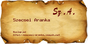 Szecsei Aranka névjegykártya